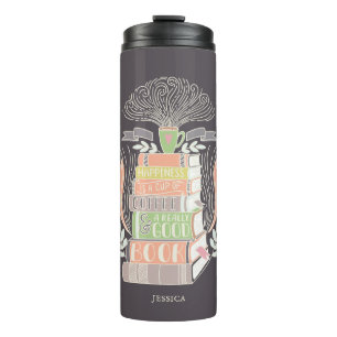 Books and Coffee Lover Personalised Thermal Tumbler