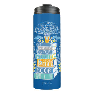 Books and Coffee Lover Personalised Thermal Tumbler