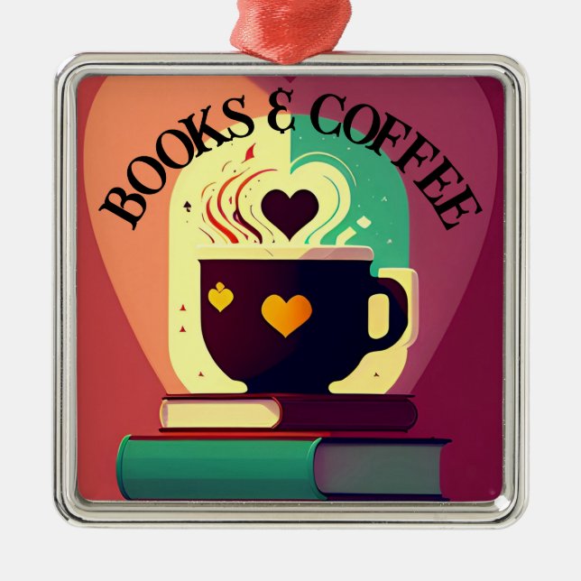 Books And Coffee Metal Tree Decoration (Front)