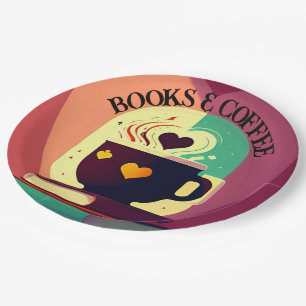 Books And Coffee Paper Plate