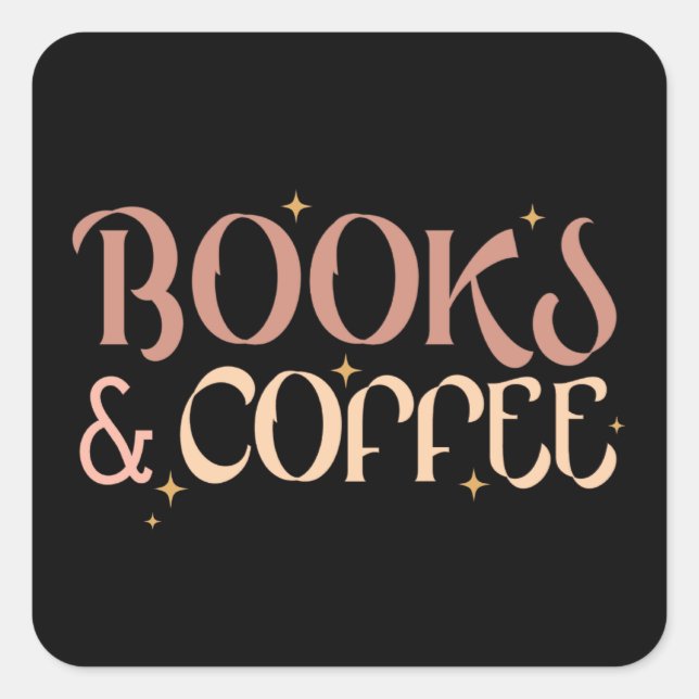 Books and Coffee Square Sticker (Front)