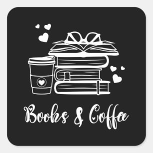 Books and Coffee Square Sticker