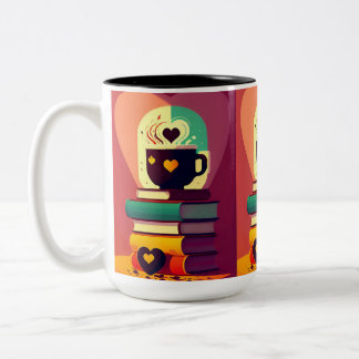 Books And Coffee Two-Tone Coffee Mug