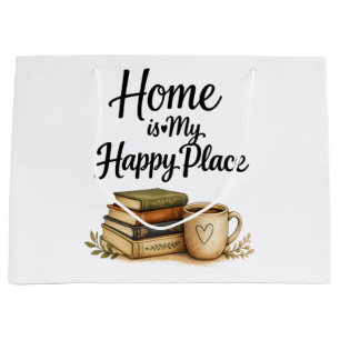 Books and Coffee - Vintage Book Large Gift Bag