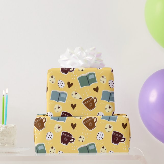 Books and Coffee Wrapping Paper (Party Gifts)