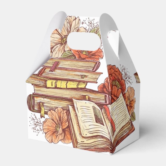 Books And Flowers Gable Favour Box (Back Side)