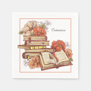 Books And Flowers Napkin