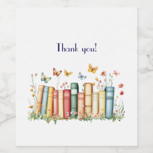 Books and Flowers Thank You Wine Label