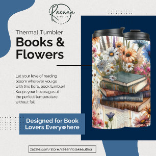Books and Flowers Thermal Tumbler