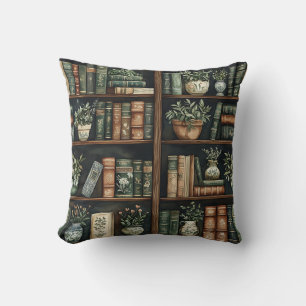Books and Flowers Throw Pillow