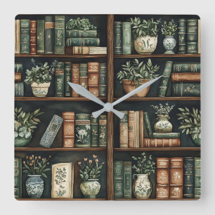 Books and Flowers Wall Clock