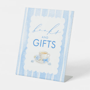 Books and Gifts Blue Boy Baby Shower Table Sign