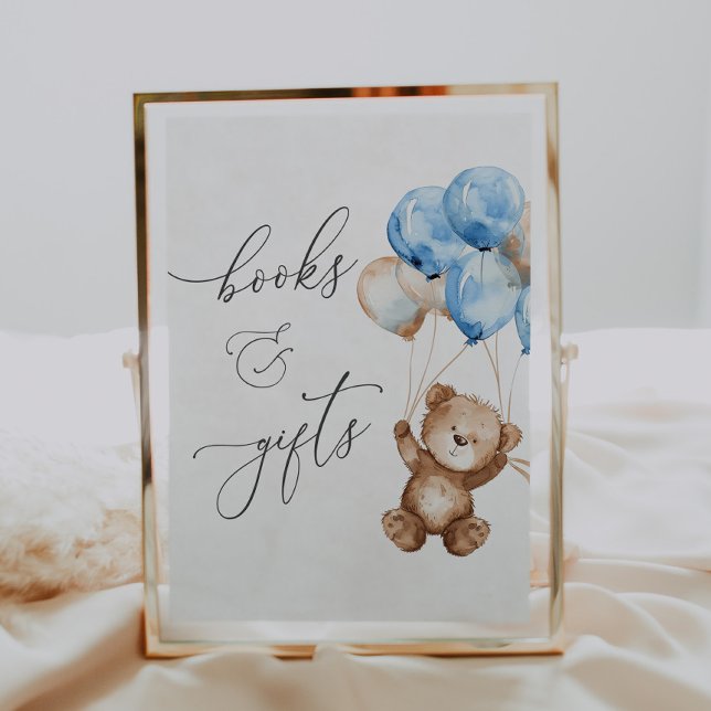 Books and Gifts Blue Teddy Bear Baby Shower Sign (Creator Uploaded)