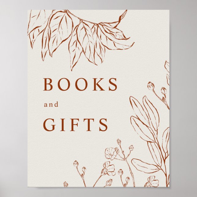 Books and Gifts Botanical Baby Shower Poster (Front)
