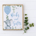Books and gifts elephant balloons baby shower sign<br><div class="desc">For more advanced customisation of this design,  simply select the "Customise It" button above!</div>
