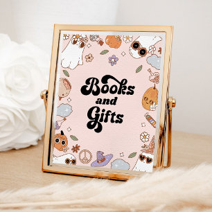 Books and Gifts Groovy Halloween Ghost Baby Shower Poster