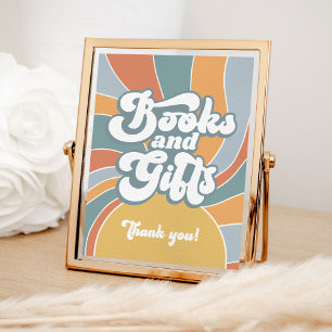 Books and Gifts Groovy Retro Sunshine Baby Shower Poster