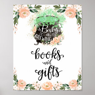 Books and Gifts Halloween Girl Baby Shower Sign