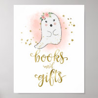 Books and Gifts Pumpkin Floral Baby Shower Sign