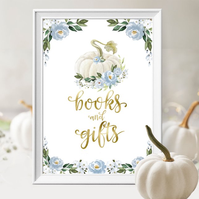Books and Gifts Pumpkin Floral Baby Shower Sign (Creator Uploaded)