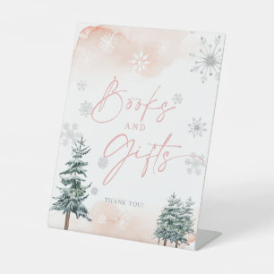 Books and Gifts sign, winter wonderland Pedestal Sign