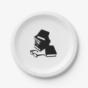 Books and Glasses Paper Plate