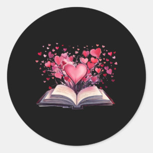Books And Hearts Teacher Bookworm Bookish Valentin Classic Round Sticker