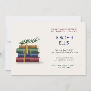 Books and Laurel Graduation Party Invitation