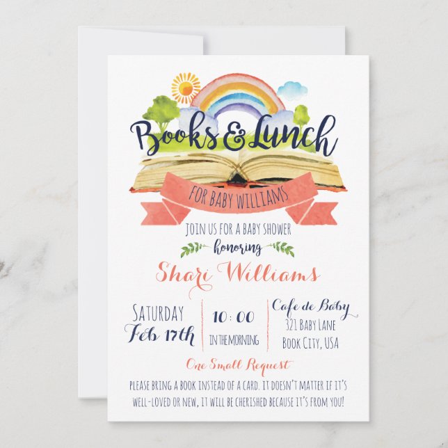 Books and Lunch Baby Shower Invitation (Front)