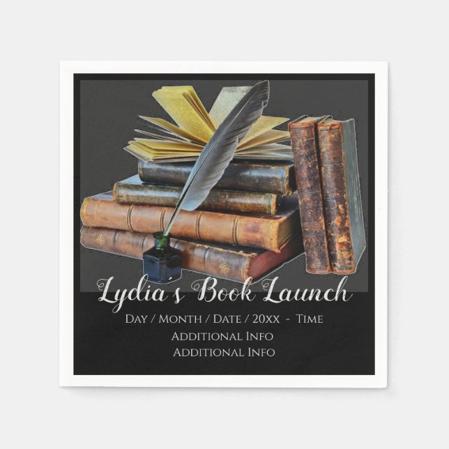 Books And Quill Napkin (Front)