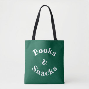 Books and Snacks Book Lover Funny Quote Minimalist Tote Bag