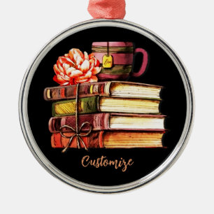 Books And Tea Black   Metal Tree Decoration