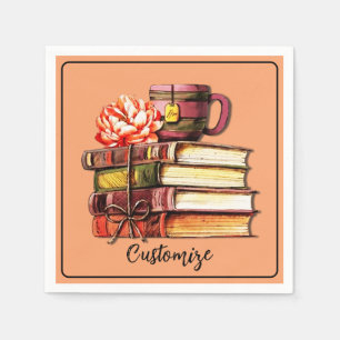 Books And Tea Peach   Napkin