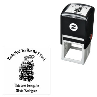 Books and Tea  Self-inking Stamp