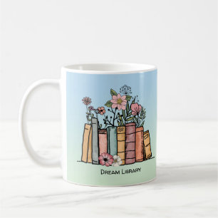 Books and wild flowers dream library personalise  coffee mug