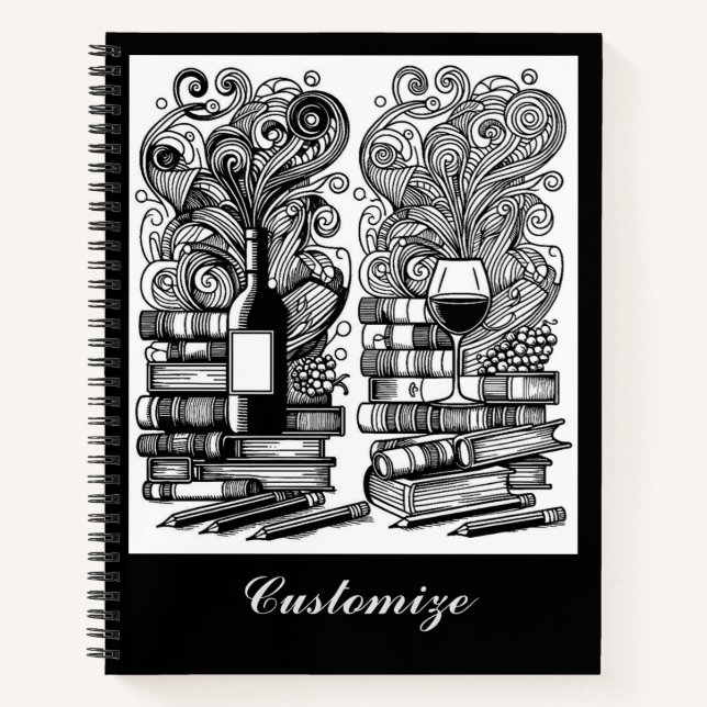 Books And Wine Colour Me Doodle  (Front)