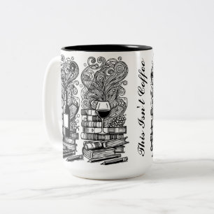 Books And Wine Colour Me Doodle Two-Tone Coffee Mug