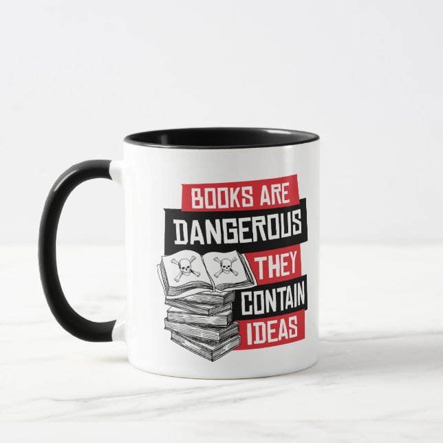 Books are dangerous they contain ideas mug (Left)