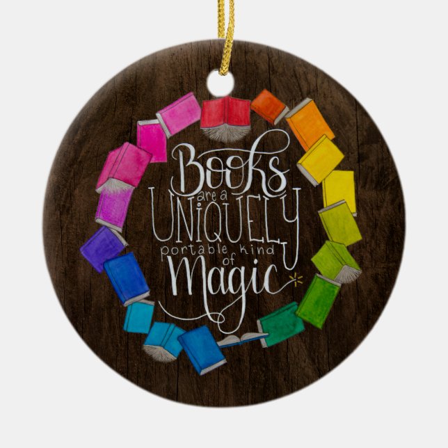 Books are Magic Ceramic Tree Decoration (Front)