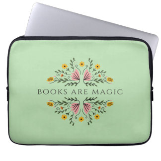 Books are Magic Green Bookish Notebook Laptop Sleeve