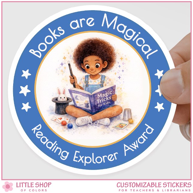 Books are Magical Reading Explorer Award Classic Round Sticker (Creator Uploaded)