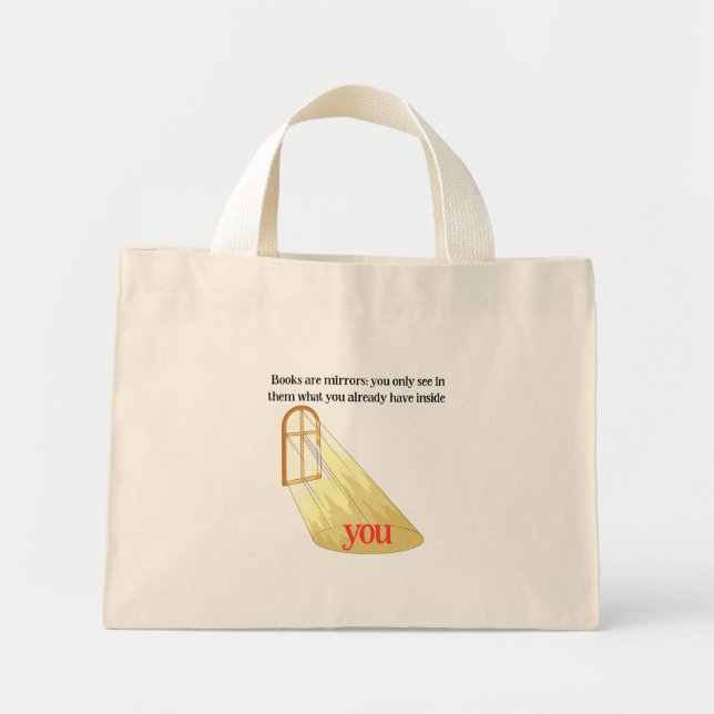 Books Are Mirrors Reader Quote Yellow Window Mini Tote Bag (Front)