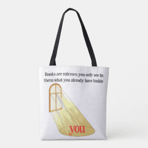 Books Are Mirrors Reader Quote Yellow Window Tote Bag