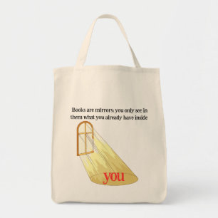Books Are Mirrors Reader Quote Yellow Window Tote Bag