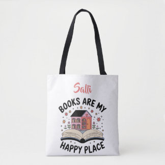 Books Are My Happy Place Personalised Tote Bag