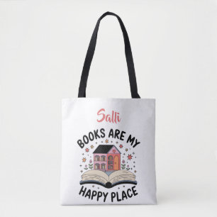 Books Are My Happy Place Personalized  Tote Bag