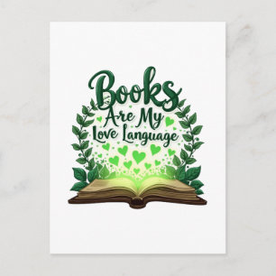 Books Are My Love Language Reading Lover Librarian Holiday Postcard