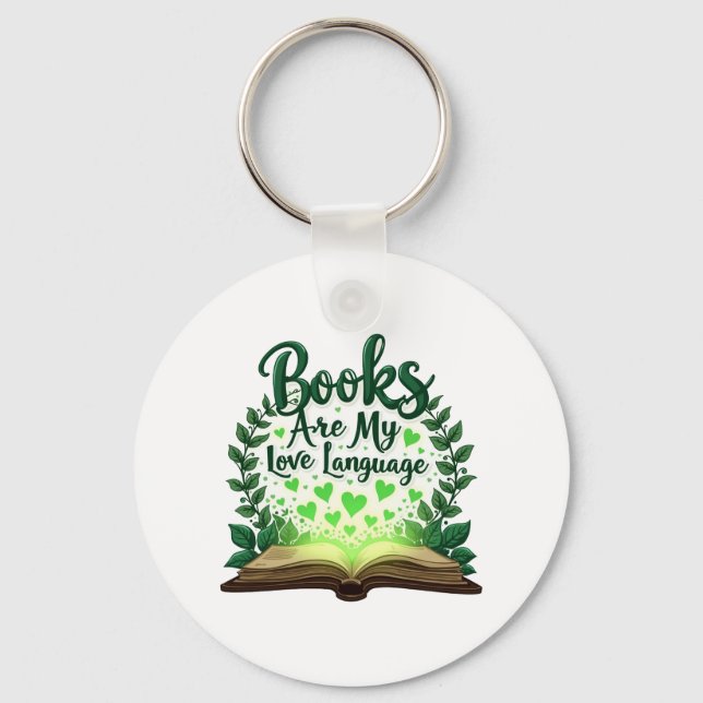 Books Are My Love Language Reading Lover Librarian Key Ring (Front)