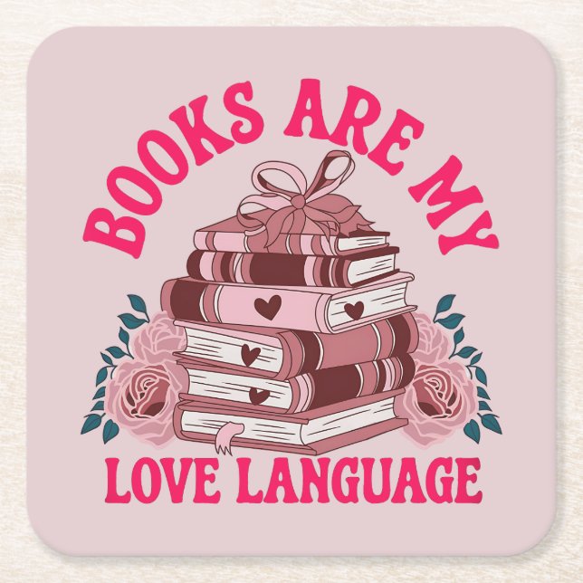 Books are my love language square paper coaster (Front)