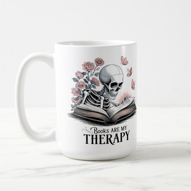 Books are my Therapy Book Lover Coffee Mug (Left)